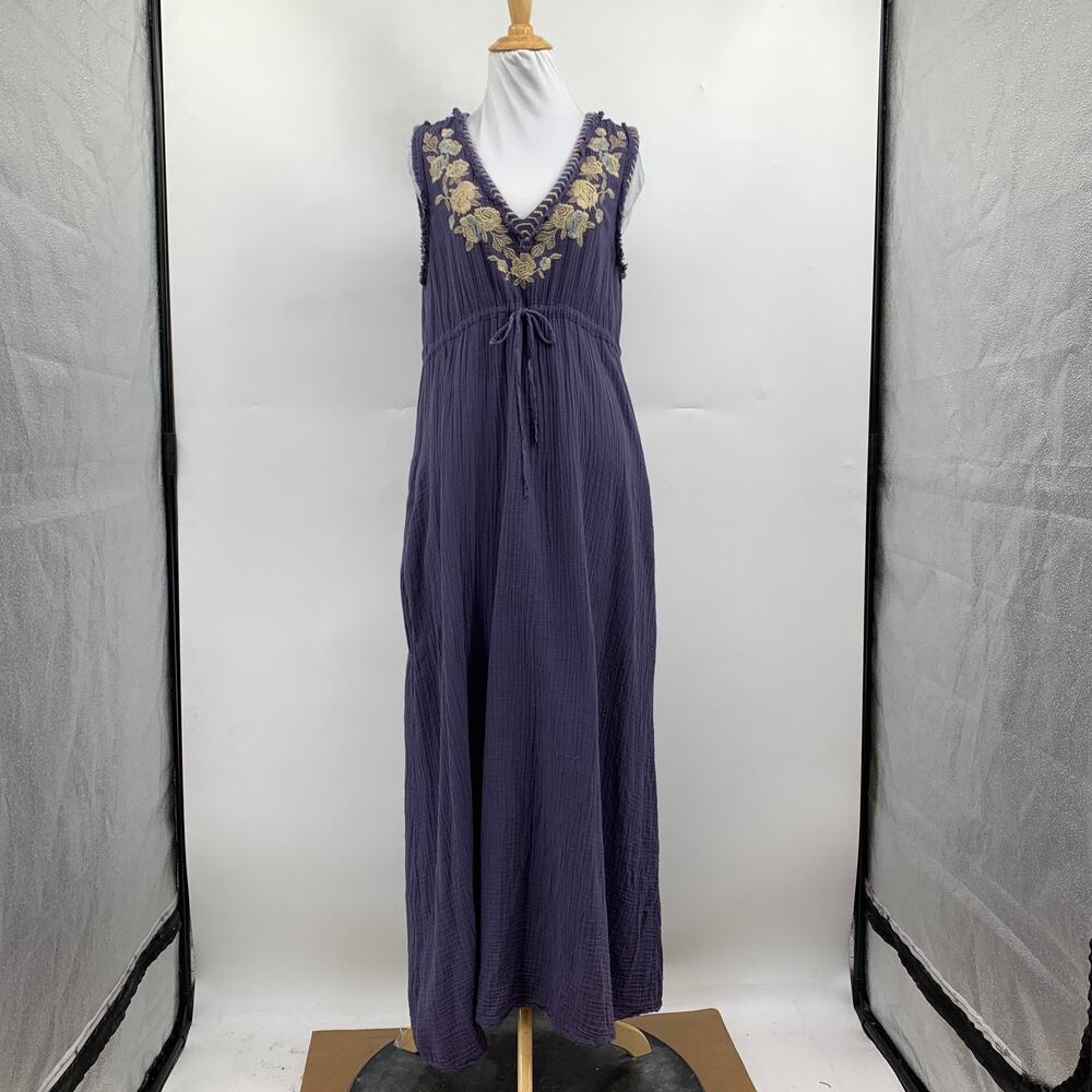 Johnny Was Dress Womens M Medium Amapola Gauze Floral Embroidered V Neck Maxi - Picture 2 of 14